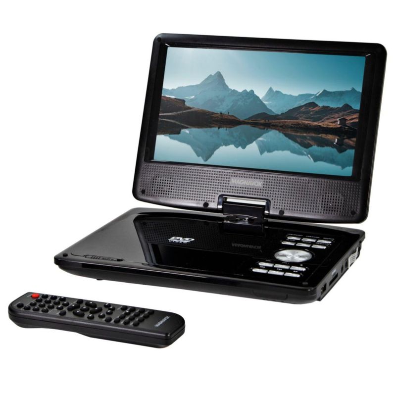 Reproductor de DVD portátil Magnavox de 9" con pantalla TFT giratoria USB y ranura para tarjeta SD