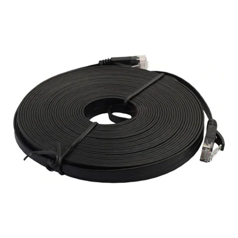 Cable Red Plano Categoría 6 Cat6 Rj45 Utp Ethernet 30 Metros Color Negro
