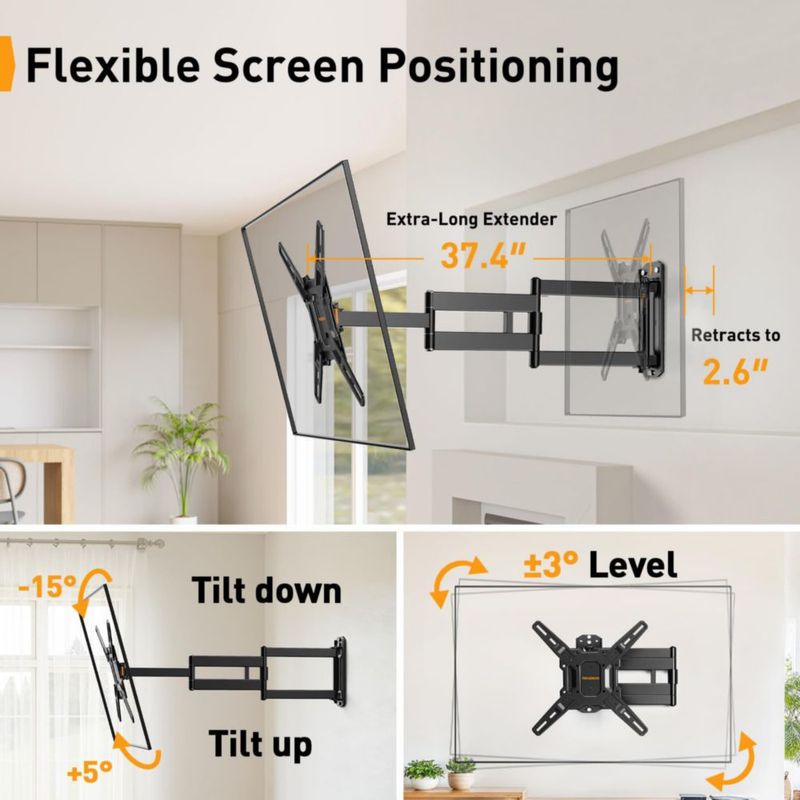 Soporte de Pared para TV Perlegear 32-65" de Movimiento Completo 400x400 mm