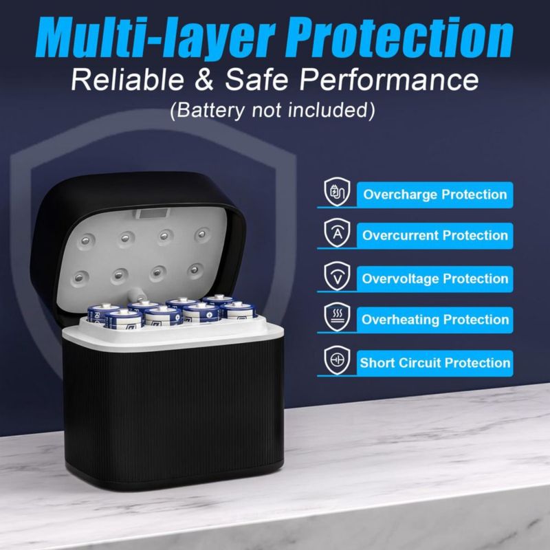 Cargador de baterías Maxfree 8 AA Tipo‑C con pantalla LED