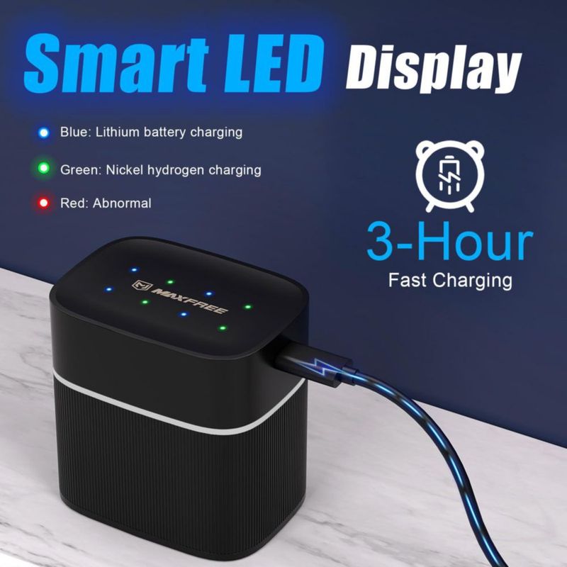 Cargador de Baterías Maxfree Tipo C con Pantalla LED