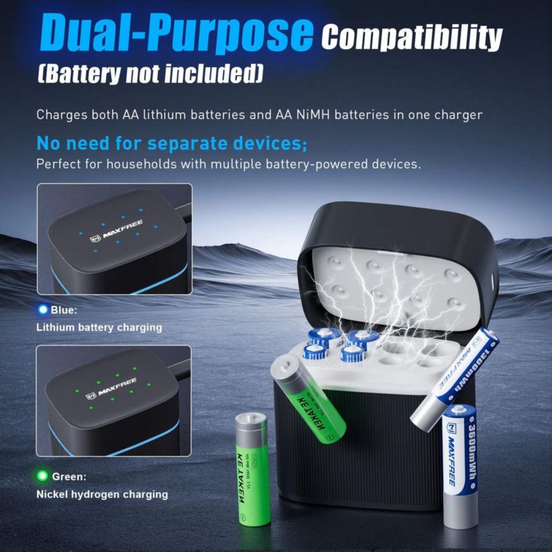 Cargador de Baterías Maxfree Tipo C con Pantalla LED