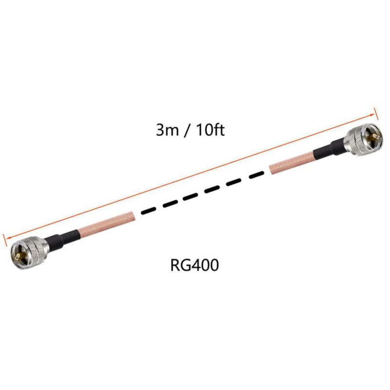 Cable coaxial POBADY RG400 3 m PL‑259 macho a PL‑259 macho