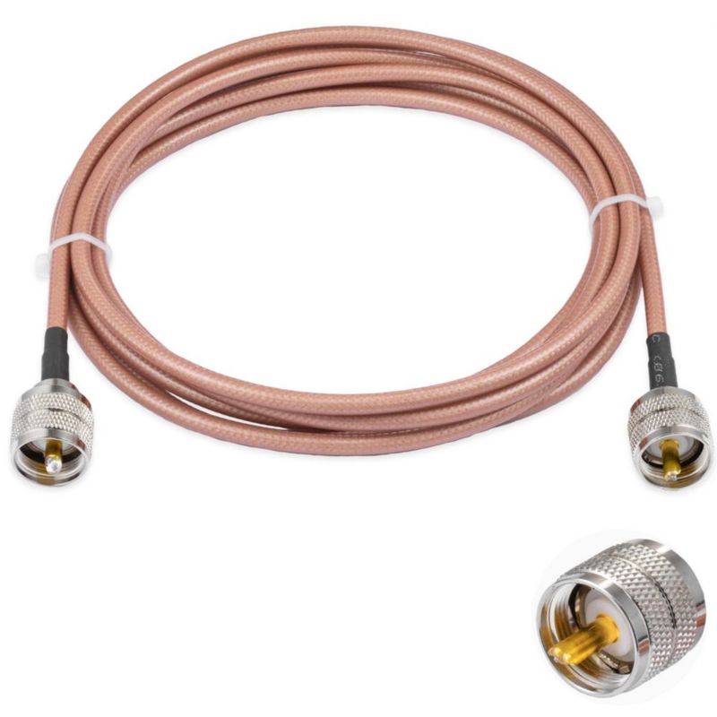 Cable coaxial POBADY RG400 3 m PL‑259 macho a PL‑259 macho