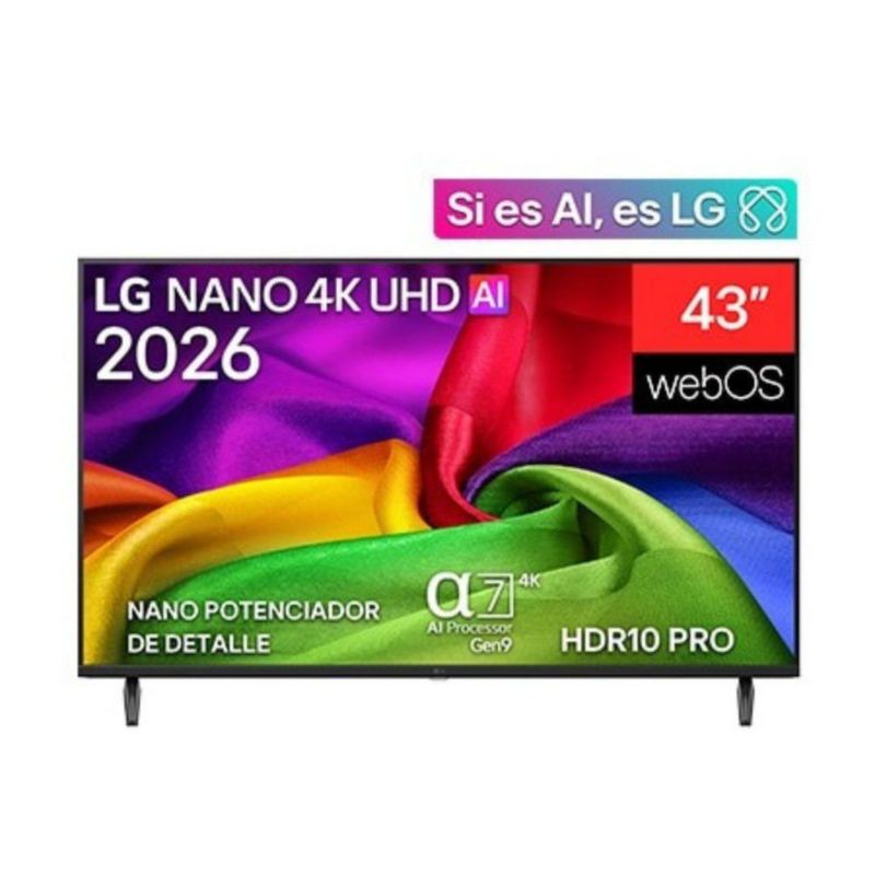 Pantalla Smart TV LG 43 pulgadas NANO 4K UHD AI NU80 webOS 2026