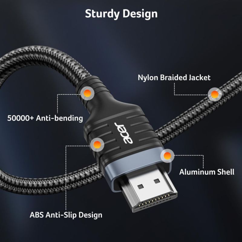 Cable HDMI Acer 60 cm 8K @ 60 Hz 48 Gbps trenzado