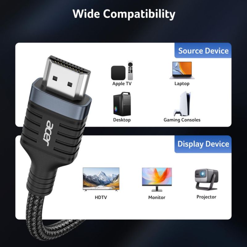 Cable HDMI Acer 6 m 8K@60 Hz 48 Gbps Trenzado