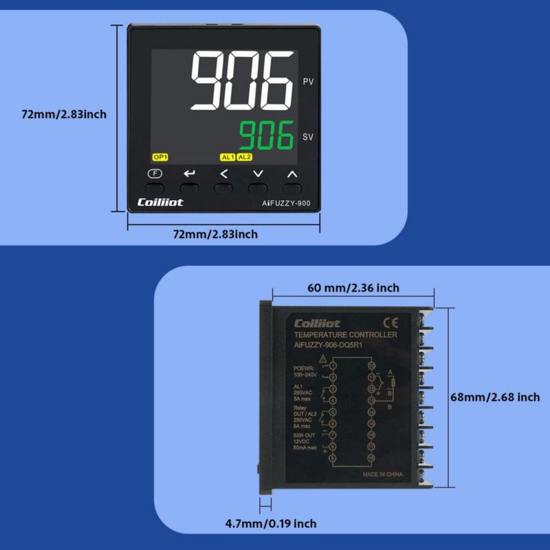 Controlador Coiliiot 72x72 mm AC100-240V Salida Dual