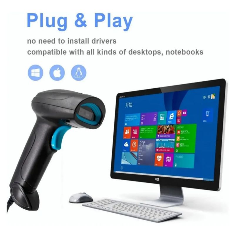 Lector De Código De Barras Qr Inalámbrico 1d2d Bluetooth Usb Usb, Color Negro negro azul