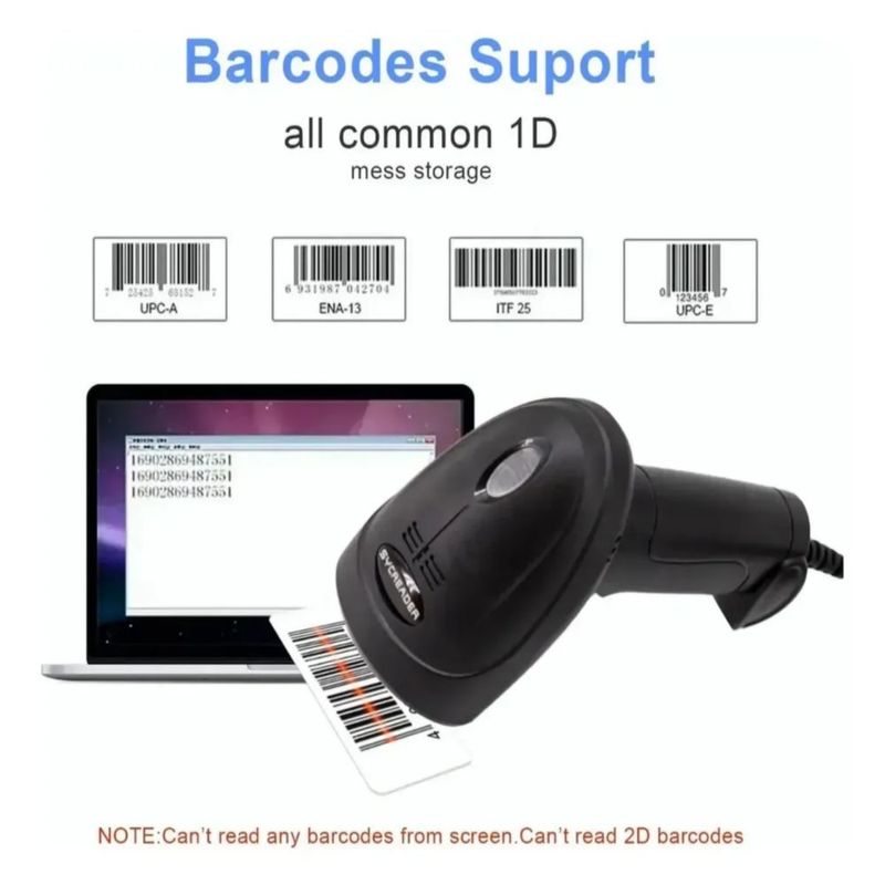 Lector De Código De Barras Qr Inalámbrico 1d2d Bluetooth Usb Usb, Color Negro negro azul