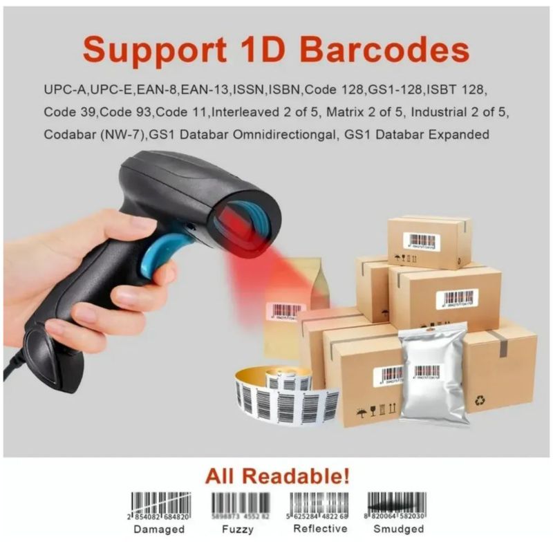 Lector De Código De Barras Qr Inalámbrico 1d2d Bluetooth Usb Usb, Color Negro negro azul