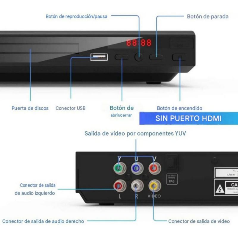 Reproductor De DVD Ultra HD Alta Resolución 110v Negro