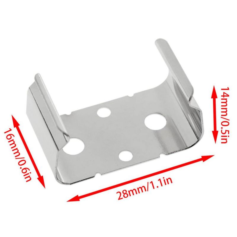 Sujetadores metálicos para batería de 9 V VAKTOK pack de 4 (28 × 16 × 14 mm)
