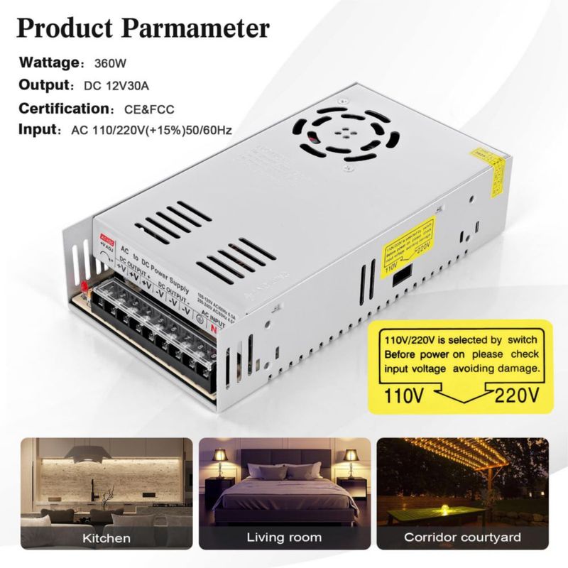 Fuente de alimentación Taormey 12V 30A 360W 110V/220V