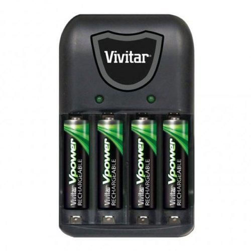 Cargador de Baterías Vivitar Vpower con 4 Pilas AAA NiMH