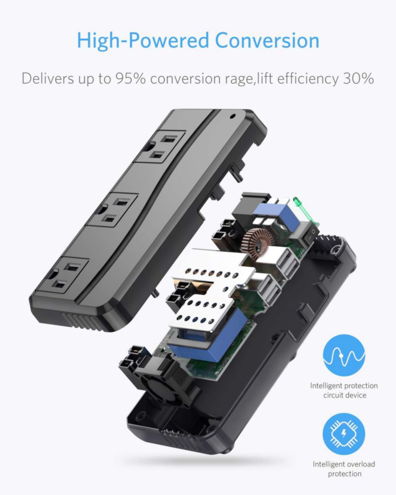 Convertidor de potencia BESTEK de 250 W 3 salidas y 4 puertos USB de 220 V a 110 V