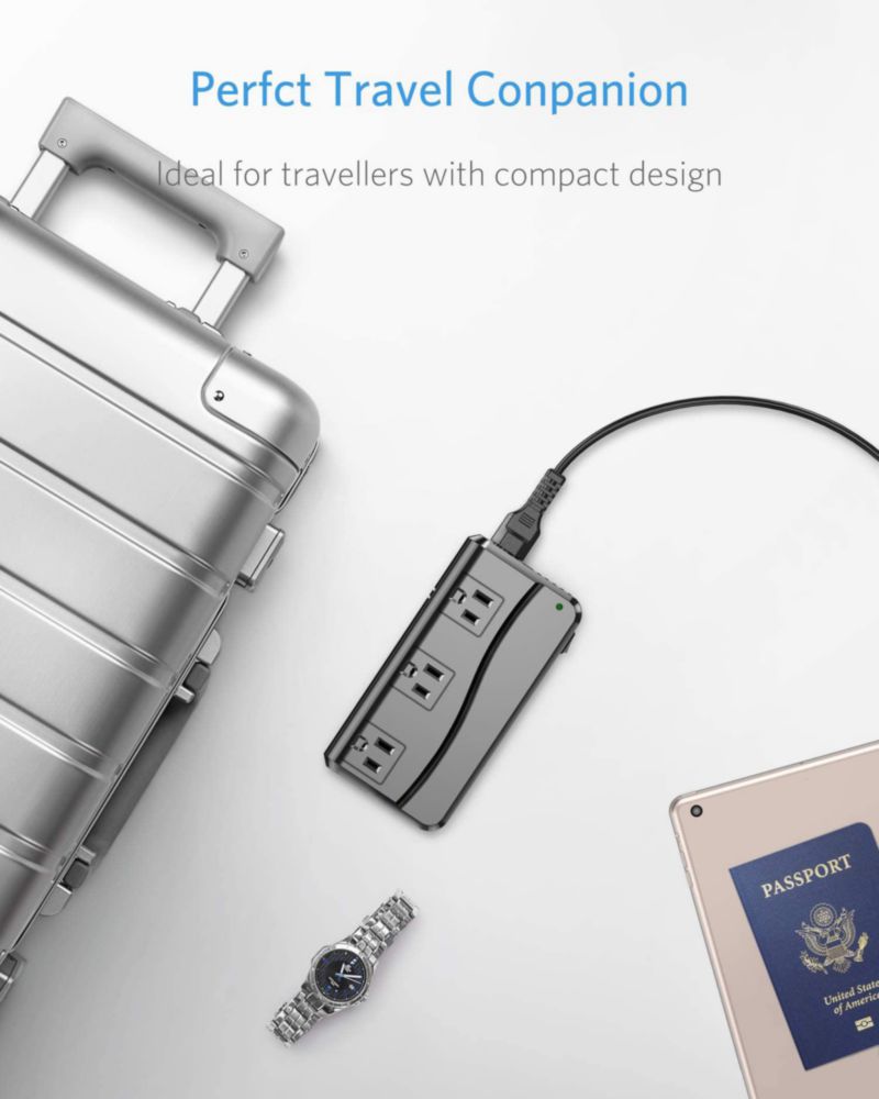 Convertidor de potencia BESTEK de 250 W 3 salidas y 4 puertos USB de 220 V a 110 V