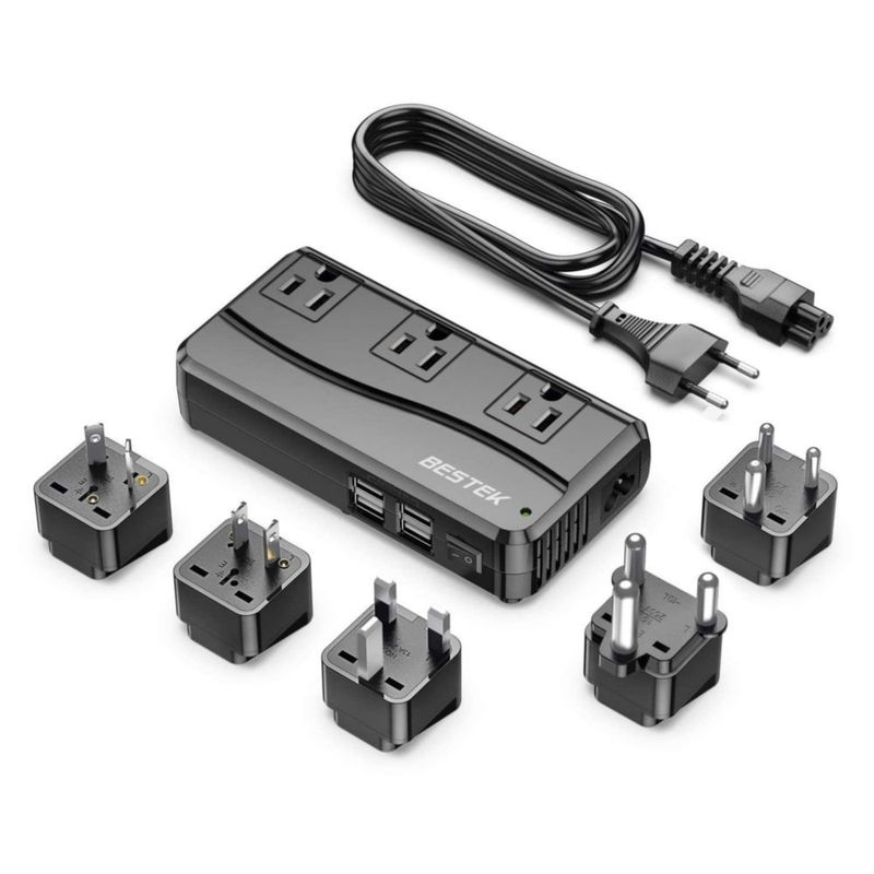 Convertidor de potencia BESTEK de 250 W 3 salidas y 4 puertos USB de 220 V a 110 V