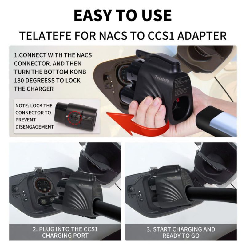 Adaptador de Carga Telatefe NACS a CCS1 250 kW 500 A