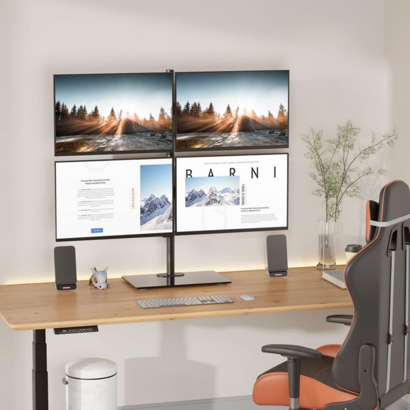 Soporte para Monitor WALI de 4 Pantallas 17‑27" Ajustable Negro