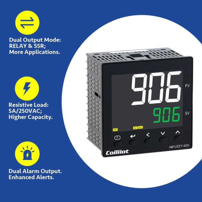 Controlador PID de Temperatura Coiliiot 96 × 96 mm AC100‑240 V Salida Dual