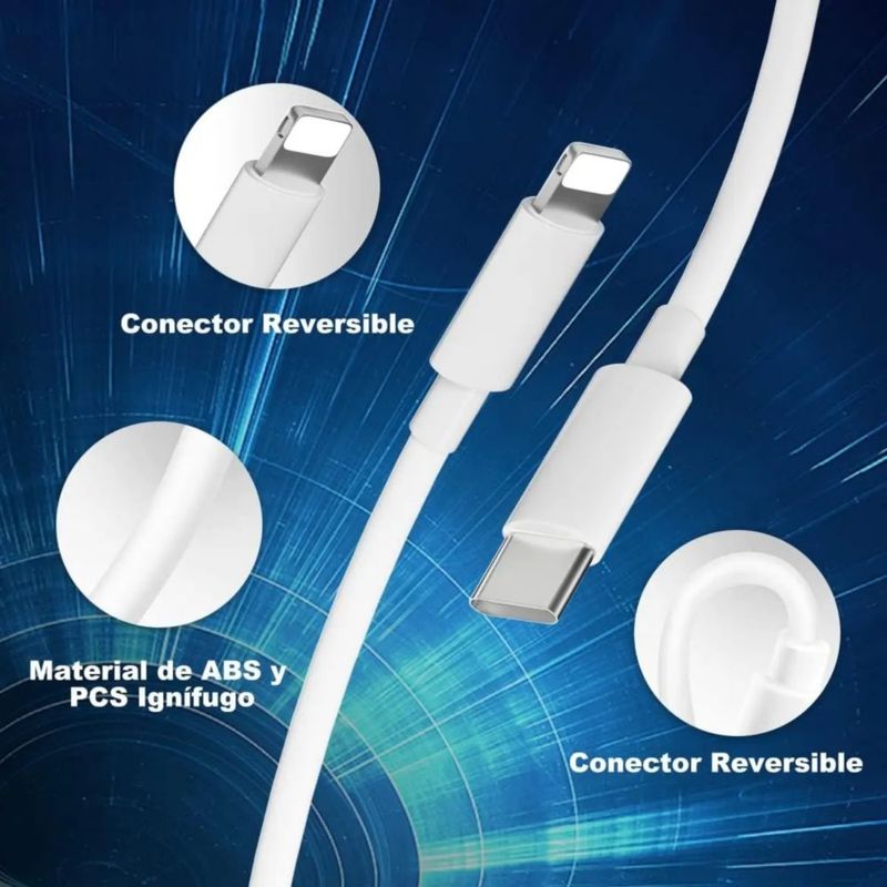 Cargador Tipo C 20w Carga Rápida Para iPhone 14 13 12 11 Blanco