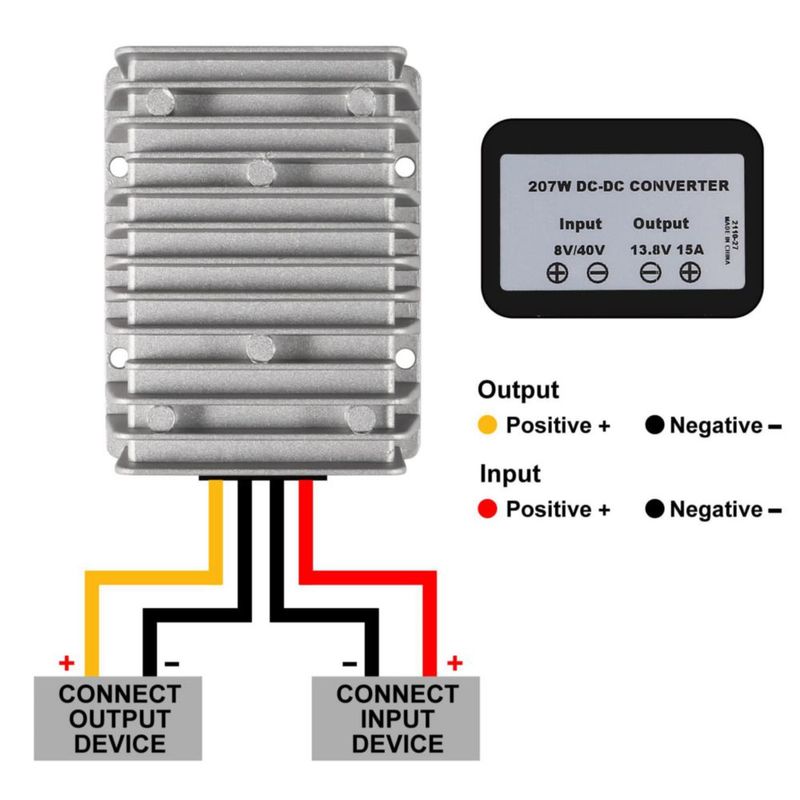 Convertidor de Voltaje DIANN 8V-40V a 13.8V 15A Impermeable