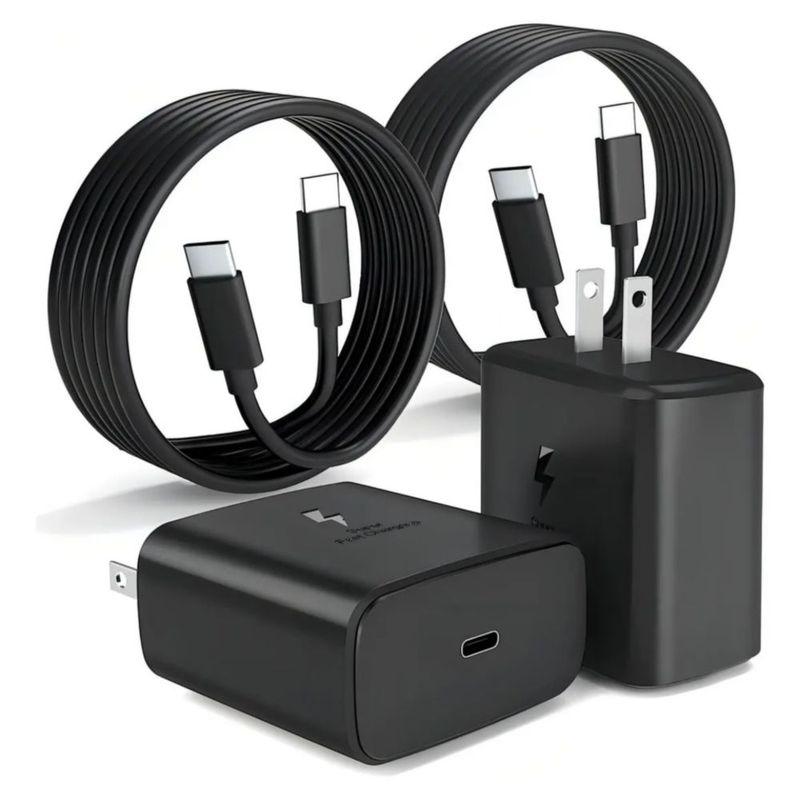Cargador Tipo C De 45w Para Samsung S23 S23 Ultra 2 Piezas Negro