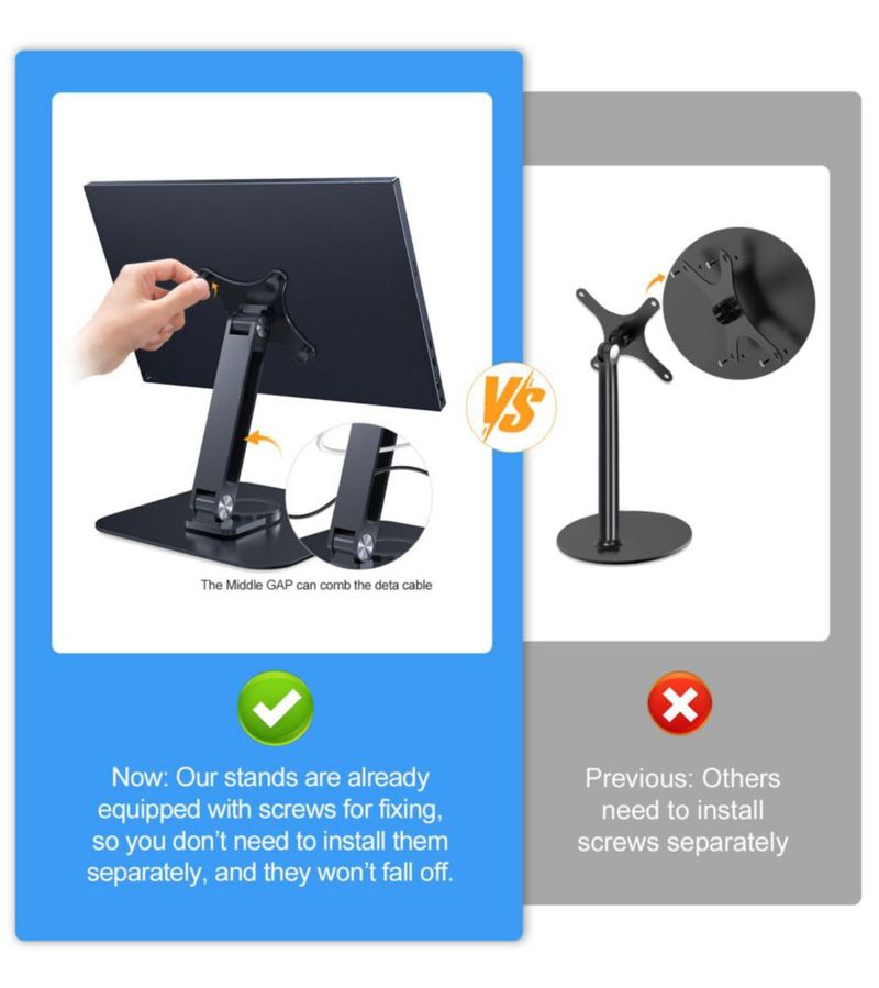 Soporte para monitor JUNEBOX VESA 75x75 mm con tornillos M4 7‑18 pulgadas negro