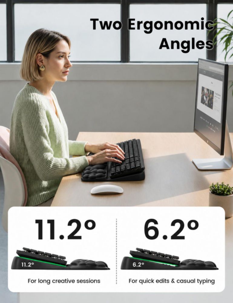 Reposamuñecas Vaydeer con Soporte para Teclado de Espuma de Memoria Ergonómico