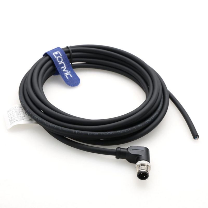 Cable de sensor Eonvic M12 de 5 pines 5 m ángulo recto PVC