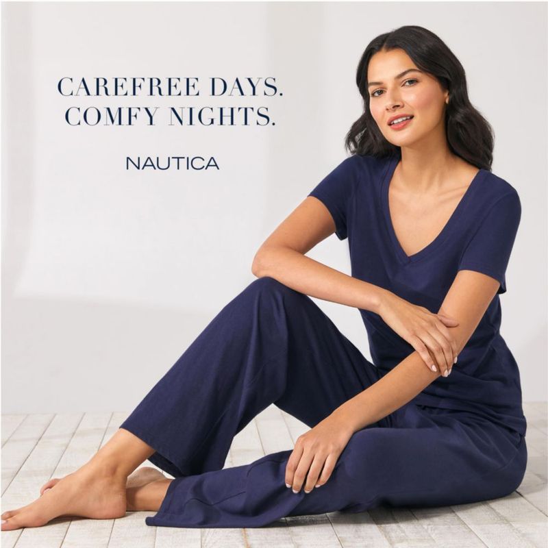 Pantalones de pijama Nautica 100% algodón para mujer – estilo lounge