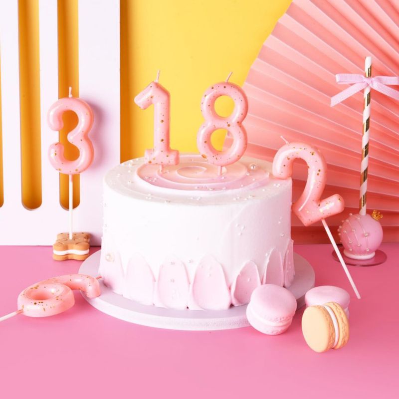 Vela CAKE CODE 7 cm Rosa Oro Número 4
