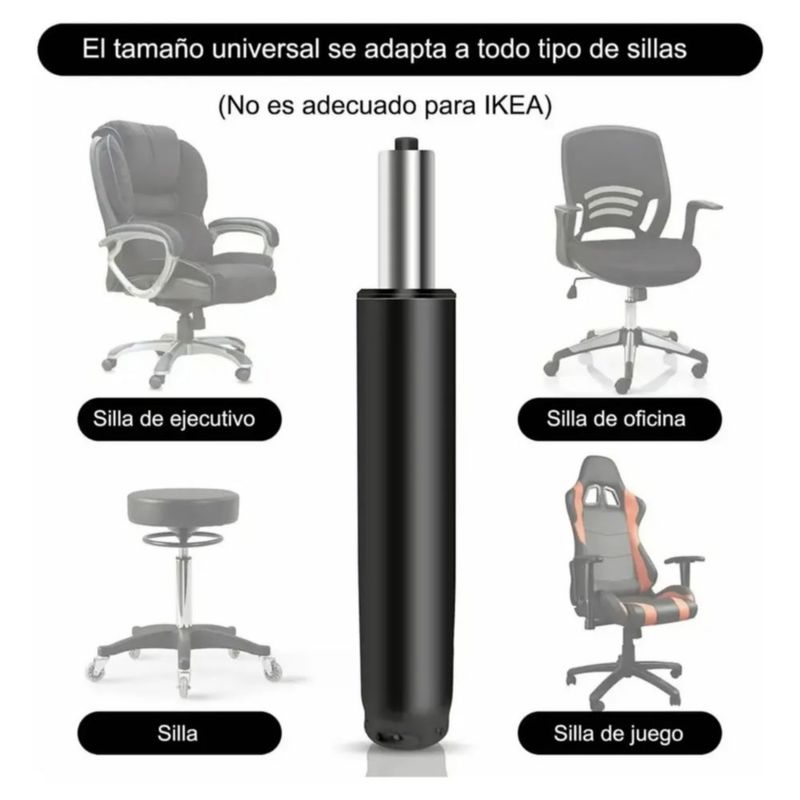2 Pcs Pistón Silla De Oficina Repuestos De La Silla Elevable, Color Plata/Negro