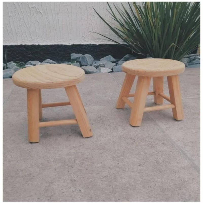 Pack 2 Banquitos De Madera Multiusos Reforzados, Color Beige
