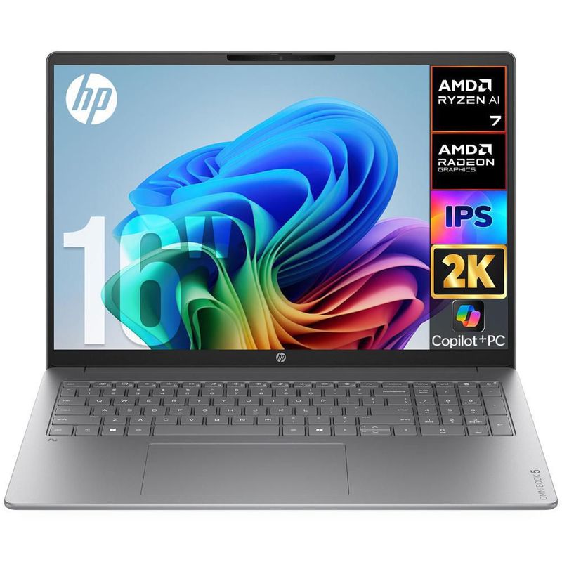 Laptop hp ryzen ai 7 445 64gb 1tb 16" touch 2k copilot+ pc