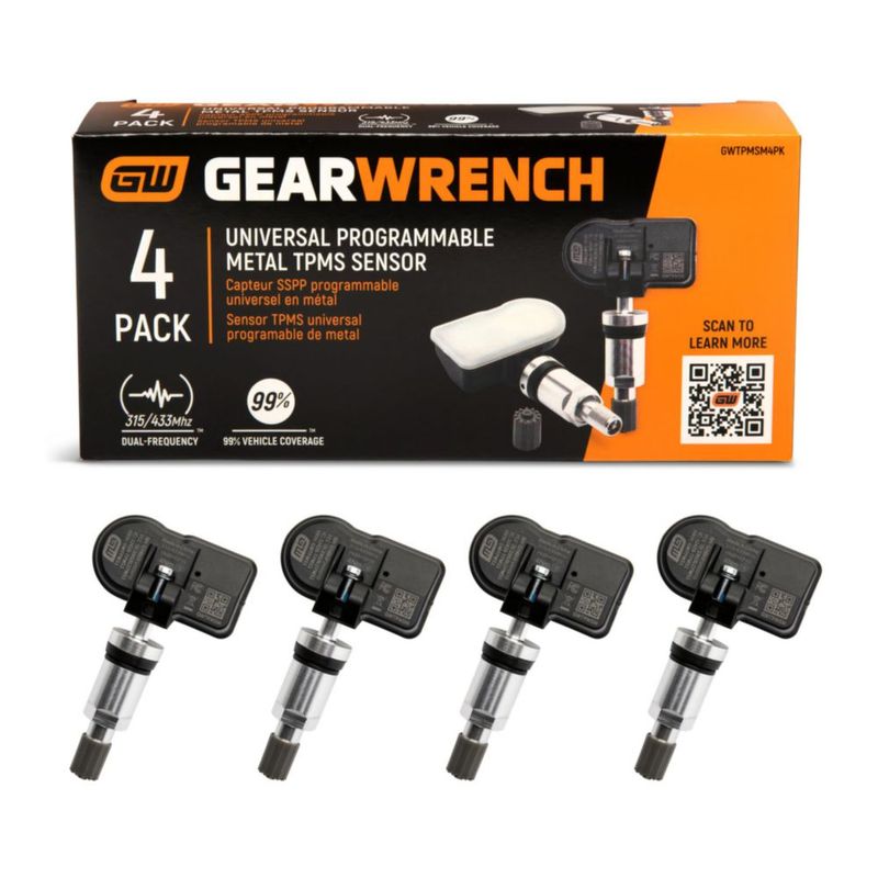 Sensor TPMS GEARWRENCH – Paquete de 4 unidades – 315/433 MHz – Universal