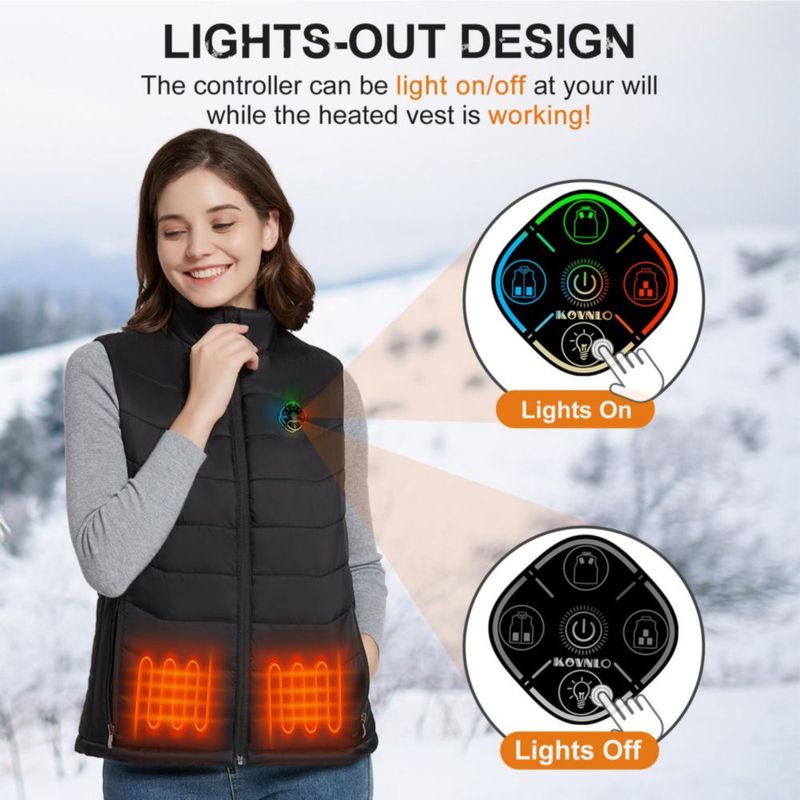 Chaleco Térmico KOVNLO Negro Talla M con Controlador Inteligente 5‑en‑1