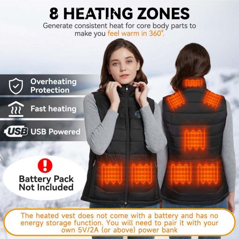 Chaleco Térmico KOVNLO Negro Talla M con Controlador Inteligente 5‑en‑1