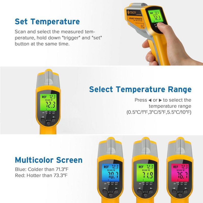 Termómetro infrarrojo Etekcity 1030D de doble láser -50 °C a 550 °C