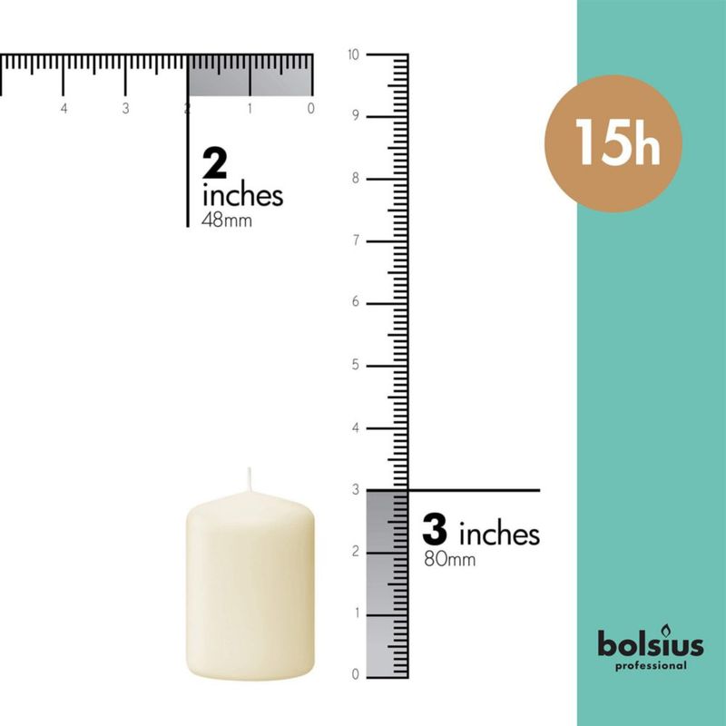 Vela BOLSIUS 5 cm × 8 cm paquete de 20 color marfil sin goteo