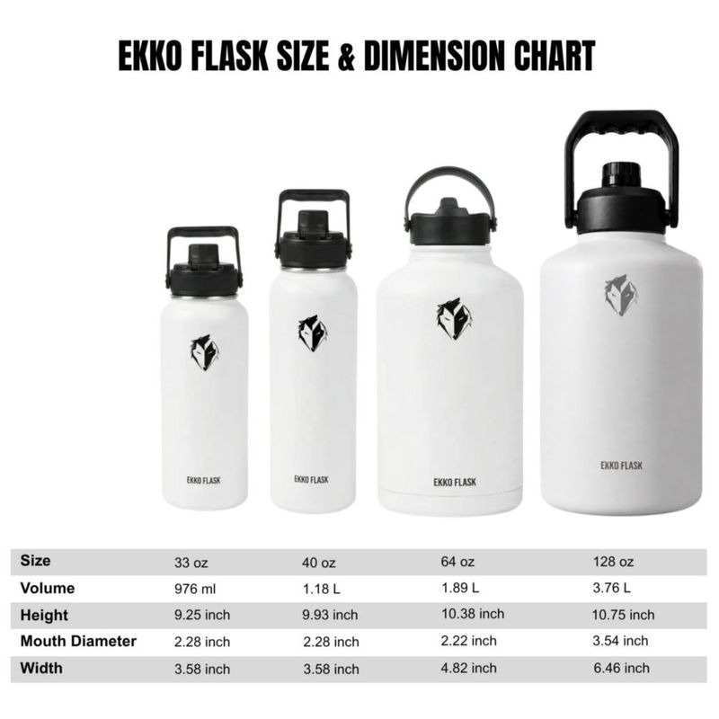 Botella de Agua Ekkovision 38 L Acero Inoxidable Blanca