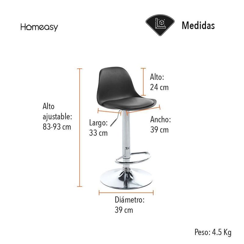 SET DE 4 BANCOS TIPO EAMES COLOR NEGRO