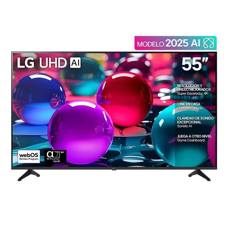Pantalla 55 pulgadas LG UHD AI UA75 4K SMART TV 2025 55UA7300PSB