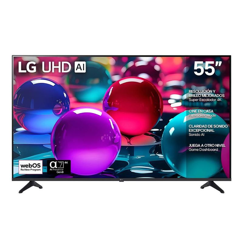 Pantalla 55 pulgadas LG UHD AI UA75 4K SMART TV 2025 55UA7300PSB