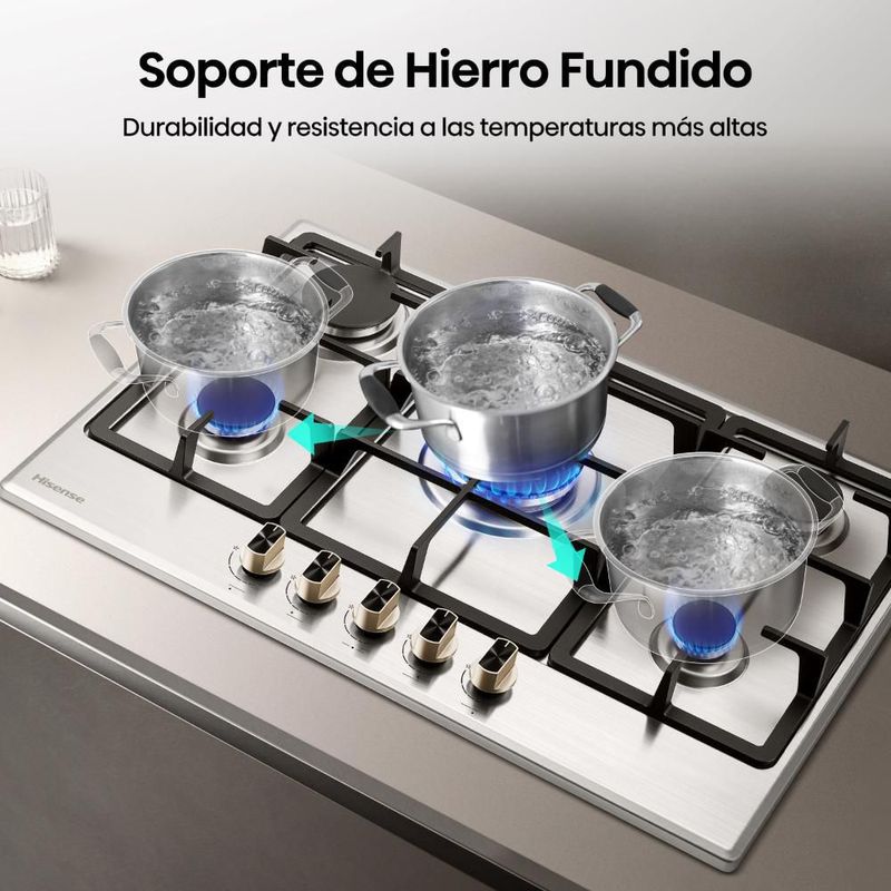 Parrilla Empotrable a Gas LP Hisense HGH751SS01 Acero