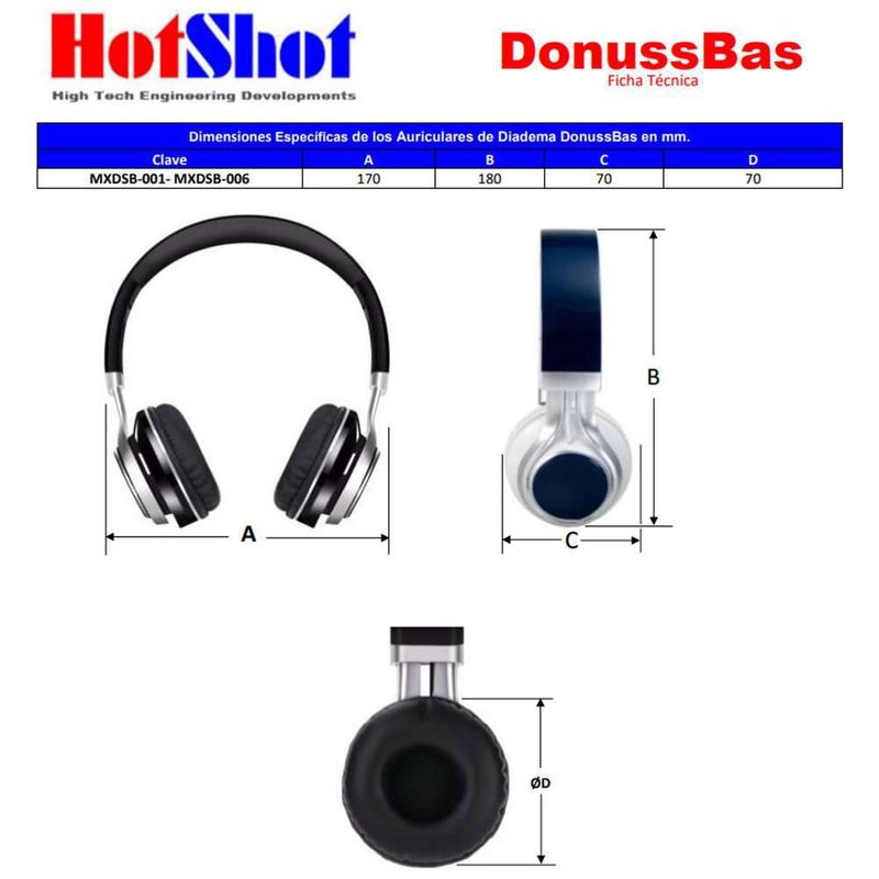 Diadema de Alta Gama MXDSB-005 DonussBas Audífonos Ergonómicos