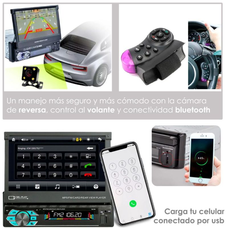 Autoestereo Vak 1703 Motorizado 7 mp5 Bluetooth Usb Mirrorlink SD