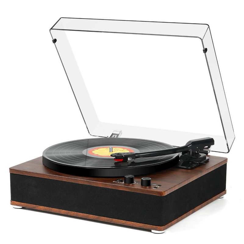 Tocadiscos bluetooth y usb retro caoba bonn