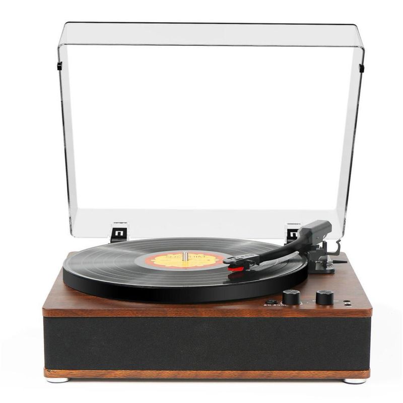 Tocadiscos bluetooth y usb retro caoba bonn
